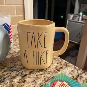 Rae dunn yellow take a hike mug